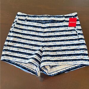 SPANX Sunshine Shorts 4 inchs, White/Blue stripes. Fabric 59% Nylon 41%Elastane